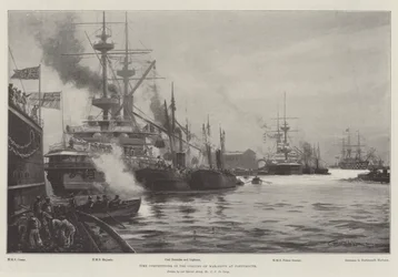 Zeitwettbewerbe beim Kohlen von Kriegsschiffen in Portsmouth